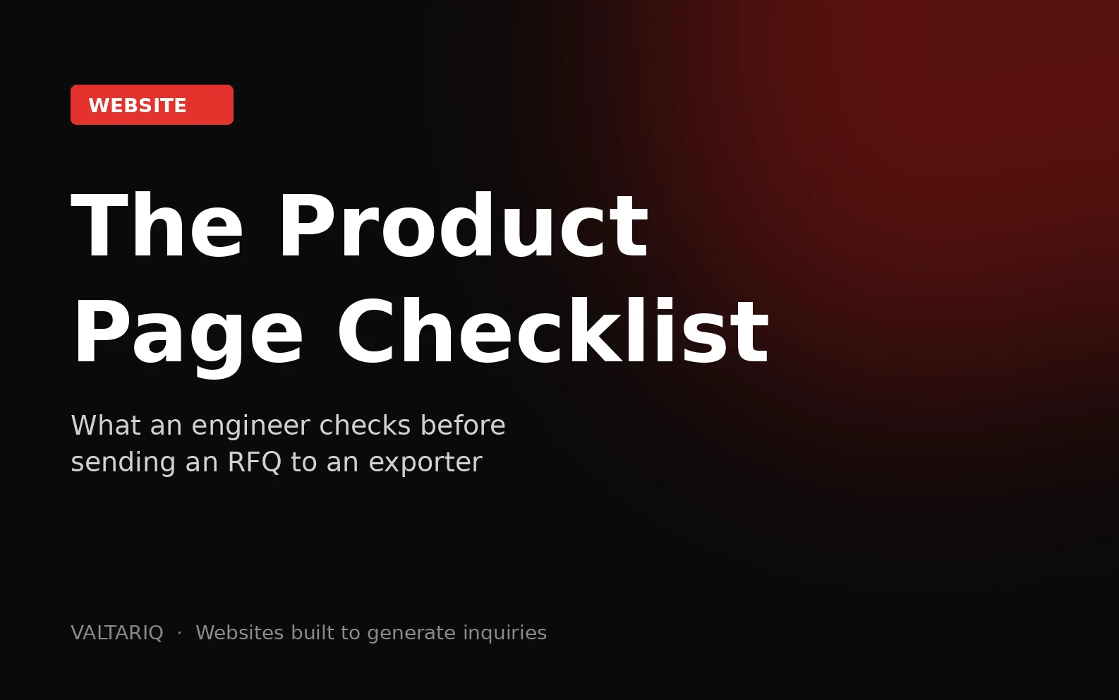 Product Page Checklist for Industrial Equipment Exporters